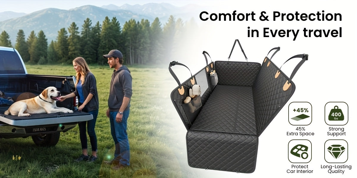 Dog Backseat Expander -Large Space, Dog Car Seat Cover Hard Bottom CanAccommodate 400 Pounds, Sturdy Dog Backseat Expander, Dog HammockCar Dog Lathe, SUV, Truck
