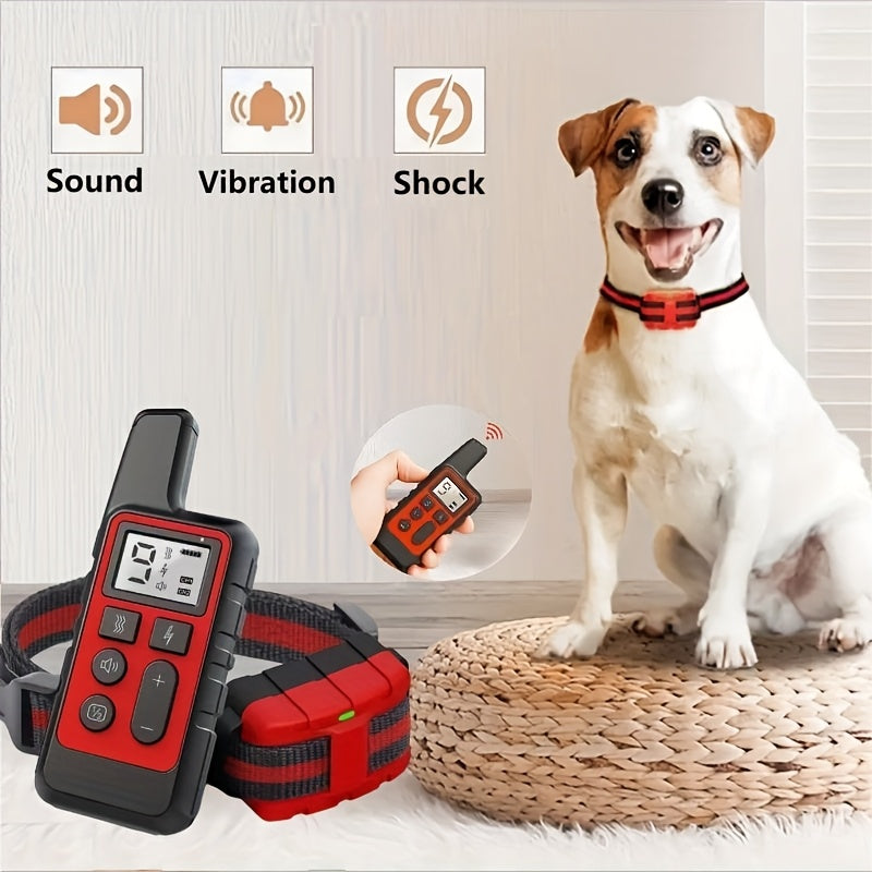 Bark Control Collar with Remote 9-Level Adjustable – Rechargeable Dog Training Collar with Sound, Vibration & Shock Modes, 500m Range for Small Medium Large Dogs (Red & Black)