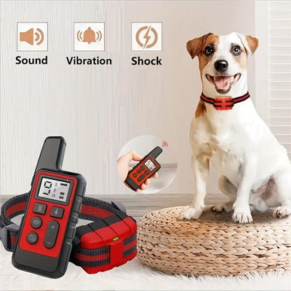 Bark Control Collar with Remote 9-Level Adjustable – Rechargeable Dog Training Collar with Sound, Vibration & Shock Modes, 500m Range for Small Medium Large Dogs (Red & Black)