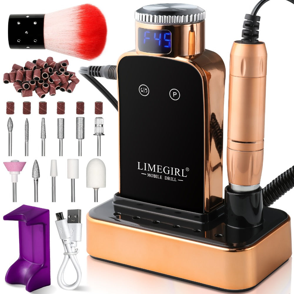 Nail Drill Machine 45000 RPM Cordless Rechargeable Electric Nail File Efile for Acrylic Gel Natural Nails – Professional Manicure Pedicure Polishing Shaping Tool for Salon & Home Use