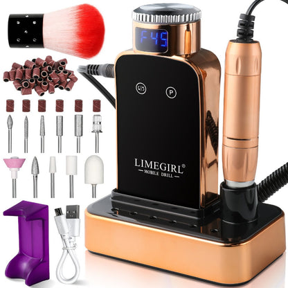 Nail Drill Machine 45000 RPM Cordless Rechargeable Electric Nail File Efile for Acrylic Gel Natural Nails – Professional Manicure Pedicure Polishing Shaping Tool for Salon & Home Use