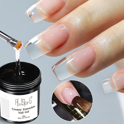 Nail Extension Gel Kit 3pcs 100g Clear Creamy Building Gel Hard Construction Gel for Nail Strengthening Lengthening and Manicure UV LED Nail Builder Gel Set Salon and Home Use