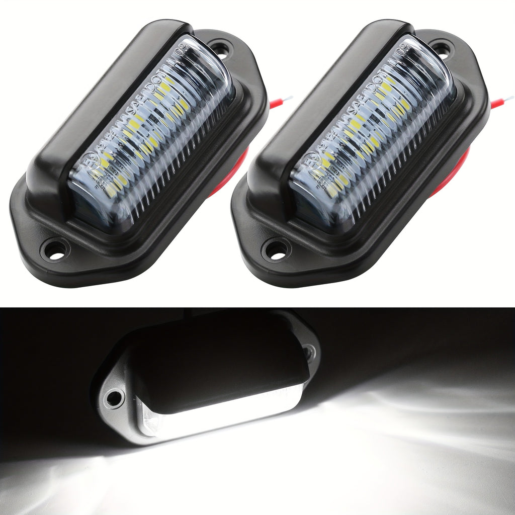 4pcs 6 LED License Plate Lights, 12V-24V, Durable PVC, Easy Installation with Pre-Drilled Holes And Mounting Screws Included-Suitable for Cars, Trucks, Trailers, Motorcycles, Boats, RVs, License Plate Illumination|Clear Lens LED|Functional Lighting