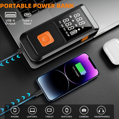 A Portable Car Emergency Start Power Supply, 6000mAh Large Capacity Battery, 150PSI, Dual Safety Protection, Lightweight And Dual Function, Lighting, Fast Inflation, Preferred Halloween/Christmas Gift, Essential for Outdoor Travel And Camping