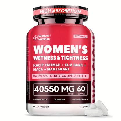 Women's Intimate Wellness Capsules with Kacip Fatimah, Manjakani & Maca Root - Natural Hydration, Tightness & Elasticity Support - Postpartum & Hormonal Balance - 30 Servings
