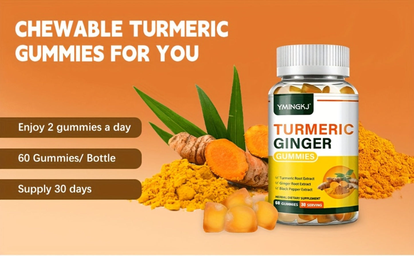 Turmeric Gummies with Black Pepper & Mint — 2000% Higher Absorption Curcumin | Anti-Inflammatory Joint, Immune & Digestive Support | Natural Formula | 60 Count | Women & Men Daily Wellness Supplement