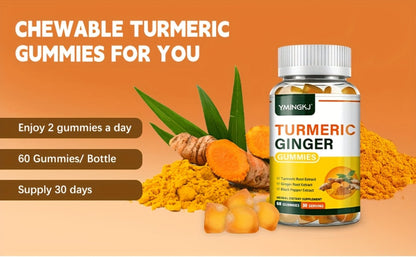 Turmeric Gummies with Black Pepper & Mint — 2000% Higher Absorption Curcumin | Anti-Inflammatory Joint, Immune & Digestive Support | Natural Formula | 60 Count | Women & Men Daily Wellness Supplement