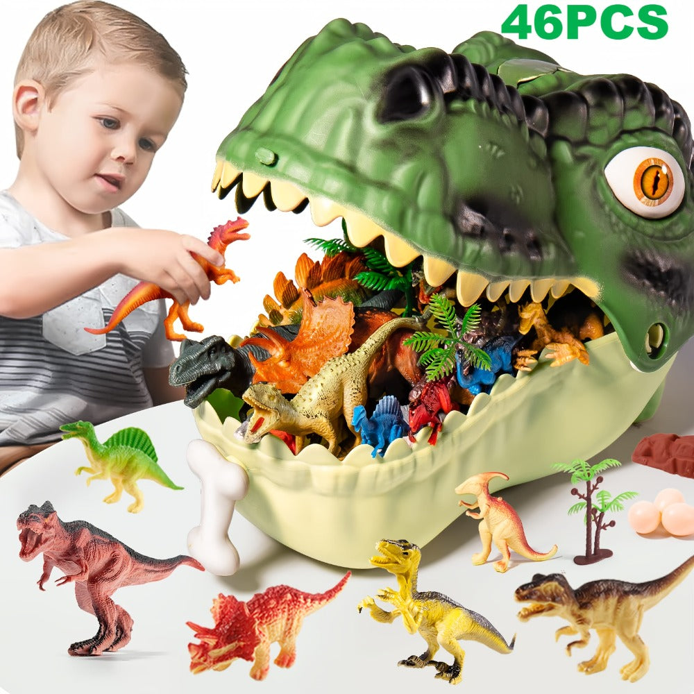 Dinosaur Toys for Boys 46pcs Realistic Jurassic Dinosaur Figures Set with Eggs, Trees & Fence – Educational STEM Playset for Kids Ages 3-12, Perfect Birthday & Easter Gift for Boys and Girls