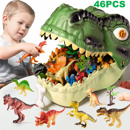 Dinosaur Toys for Boys 46pcs Realistic Jurassic Dinosaur Figures Set with Eggs, Trees & Fence – Educational STEM Playset for Kids Ages 3-12, Perfect Birthday & Easter Gift for Boys and Girls