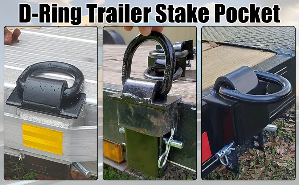 4/6/8/12/16 Pack 16200lbs Adjustable Heavy Duty Stakes, Stainless Steel Heavy-Duty Adjustable Stake Pocket D-Ring - 16200lbs Capacity, 4 Pin Holes For Precision Fit, Removable Stake Pocket D-Ring Tie Downs Utility For Flatbed Trucks Trailers