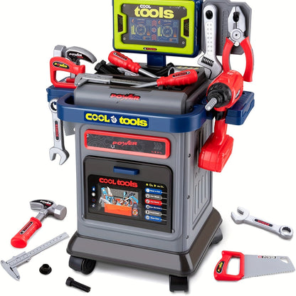 Kids Tool Kit 41pcs with Folding Workbench & Electric Drill Toy – STEM Engineering Playset with Storage | Interactive Construction Playbench, Realistic Role Play Set for Boys & Girls Ages 3 4 5, Christmas Gift