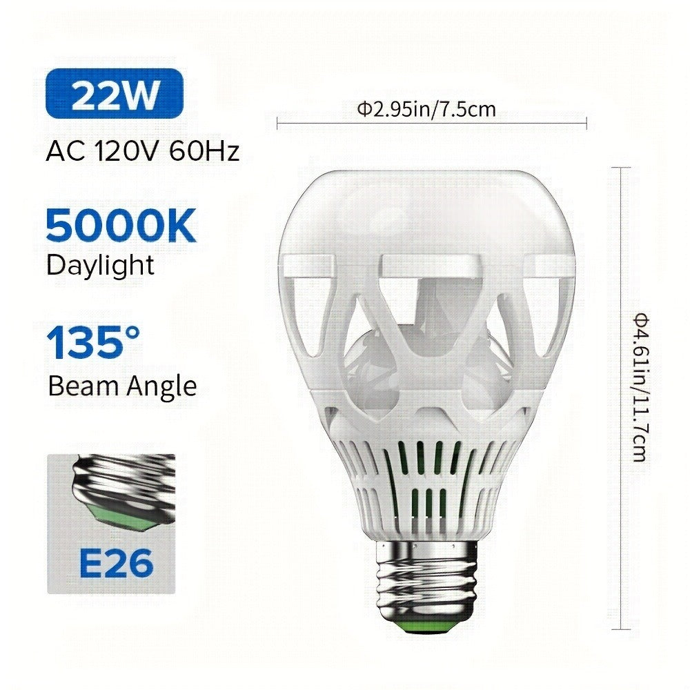 A21 LED Light Bulb 22W 3000 Lumens 200W Equivalent High Brightness Non-Dimmable – E26 Base 3000K Warm White & 5000K Daylight for Home Office Garage Workshop Indoor Lighting, 4-Pack