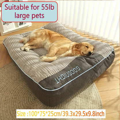 Thickened Dog Bed for Winter Warmth - Soft Polyester Fiber Fill, Collapse-Resistant, Machine Washable Cat & Dog Bed for Large Breeds, Includes Pet Scratching Tool, 4 Sizes
