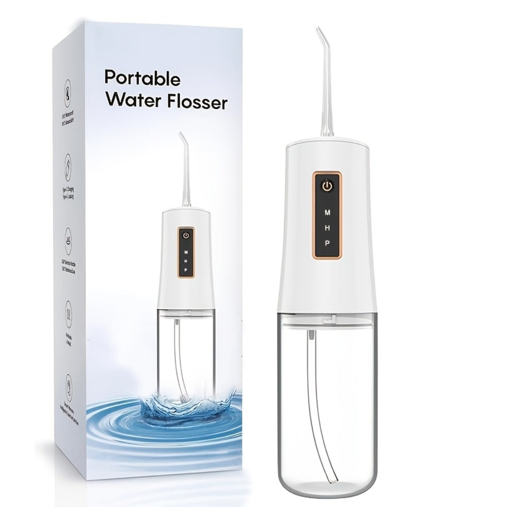 Water Flosser Portable Oral Irrigator – 360° Rotating Nozzle, 3 Pressure Modes, 4 Nozzle Tips, Rechargeable Cordless Teeth Cleaner for Travel & Daily Use