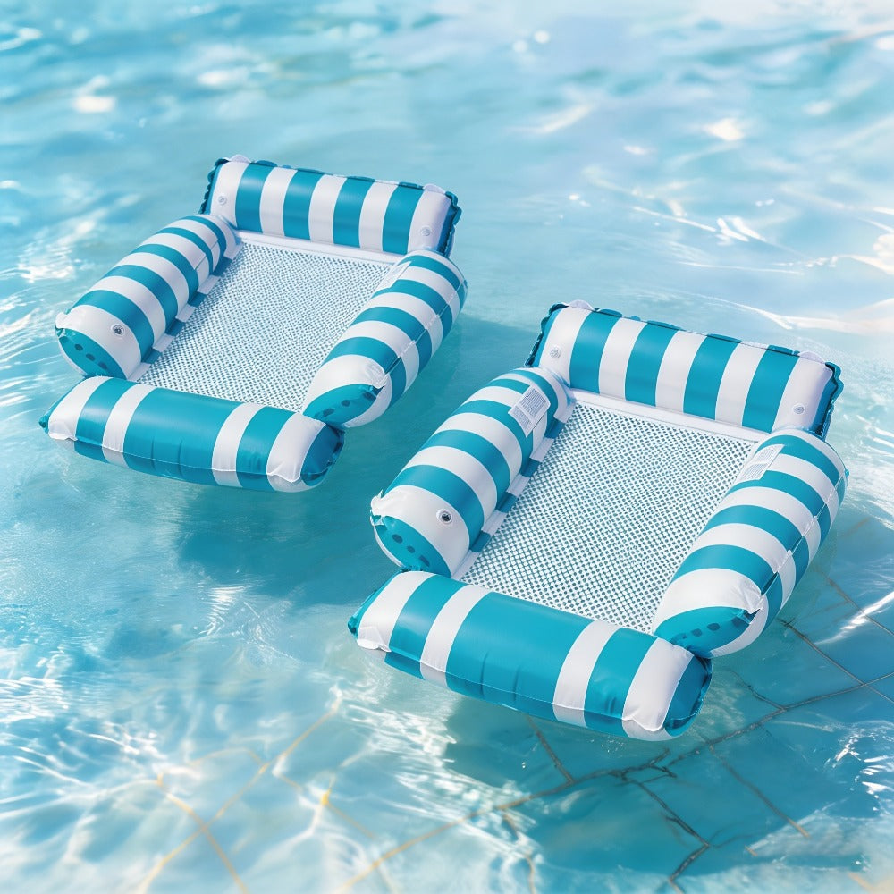 Inflatable Pool Float for Adults – Cooling Mesh Striped Swim Ring 110cm Floating Bed Chair, 2 or 3 Piece Set for Pool Beach Lake Summer Vacation