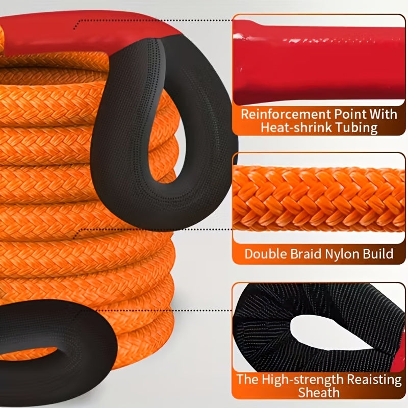 Heavy Duty Tow Rope, 22 Ton/48501 Lbs High Strength Nylon Kinetic Recovery Rope, with Bow Shackles And Storage Bag, for Truck SUV UTV ATV Emergency Rescue