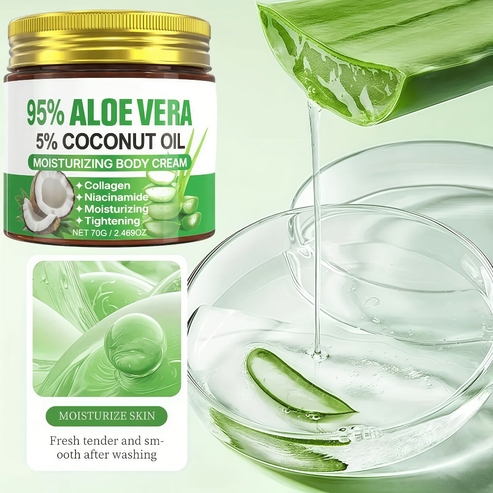 Aloe Vera Collagen Face Cream 2 Pack Hyaluronic Acid Coconut Oil Deep Hydrating Firming Anti-Aging Moisturizer for Dry Skin Tightening Soothing Daily Skincare for Women All Skin Types