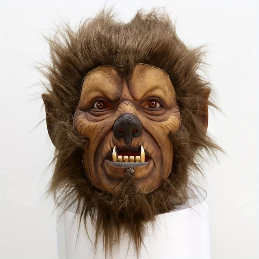 Hairy Beast Latex Masquerade Mask for Men – Natural Latex Full Face Halloween Costume Mask for Themed Party Cosplay Masquerade Ball Scary Dress Up, Cool Dashing Design Hand Washable