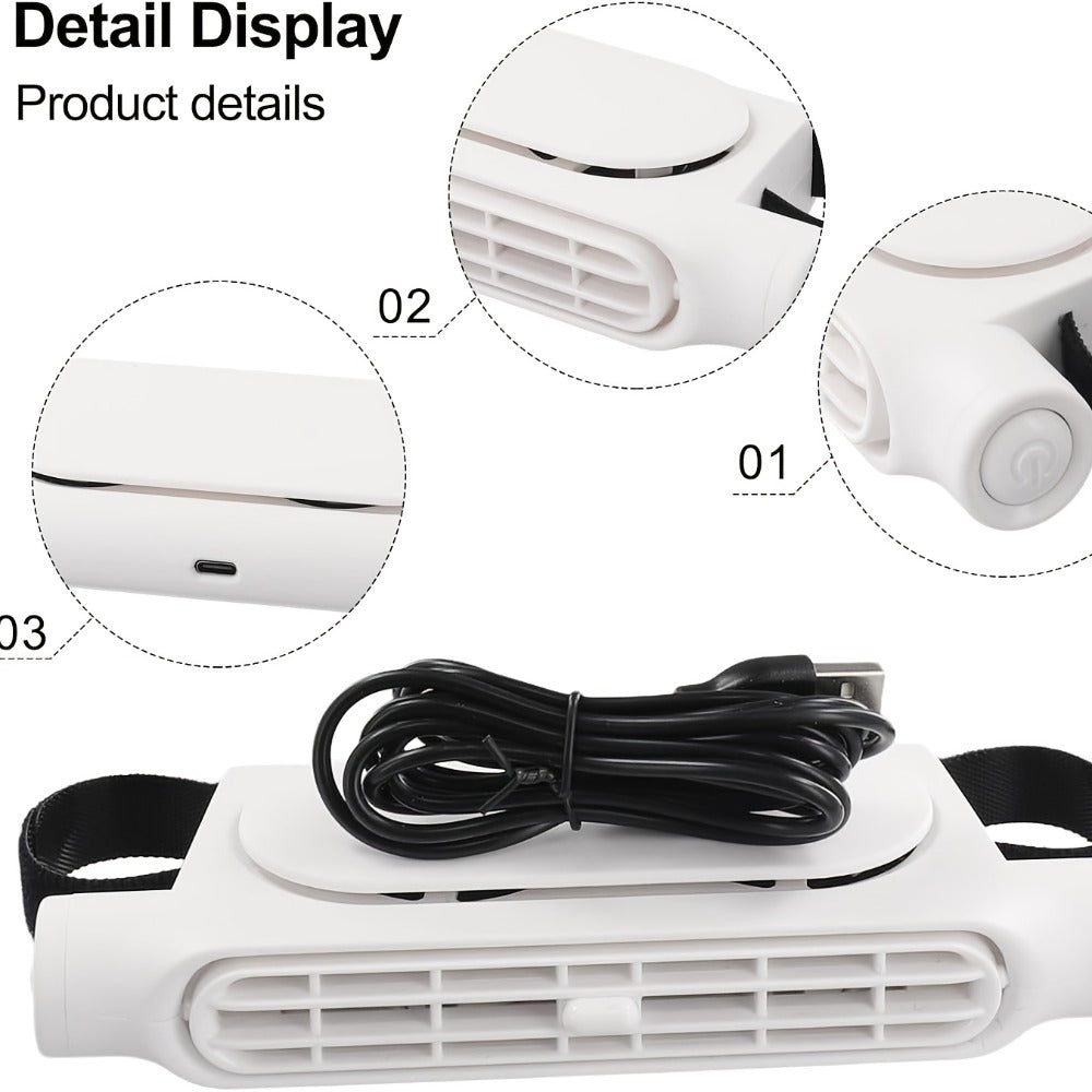 Bladeless Car USB Fan – 3-Speed Silent Cooling, USB Powered, Universal Fit for All Vehicles, Car Seat Desk Fan for Summer Heat Relief in Traffic (White / Black)