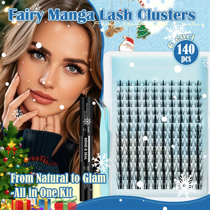 Spiky Wet-Look Fairy Lash Clusters Kit — Manga Anime C Curl Individual Spike Eyelash Extensions 8mm-18mm Mixed Length, Wispy Volume DIY False Lashes for Fantasy Glam & Editorial Looks