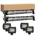 2X 10Inch LED Light Bar And 4 X 4" Light Offroad for Jeep Truck Car, Without Battery