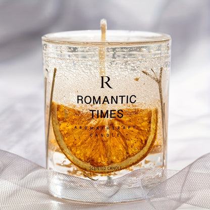 Soy Candle with Real Flowers 7.4oz Essential Oils 50-Hour Burn Floral Scented Elegant Glass Jar Velvet Rose Lavender Orange for Home Decor Relaxation Gift