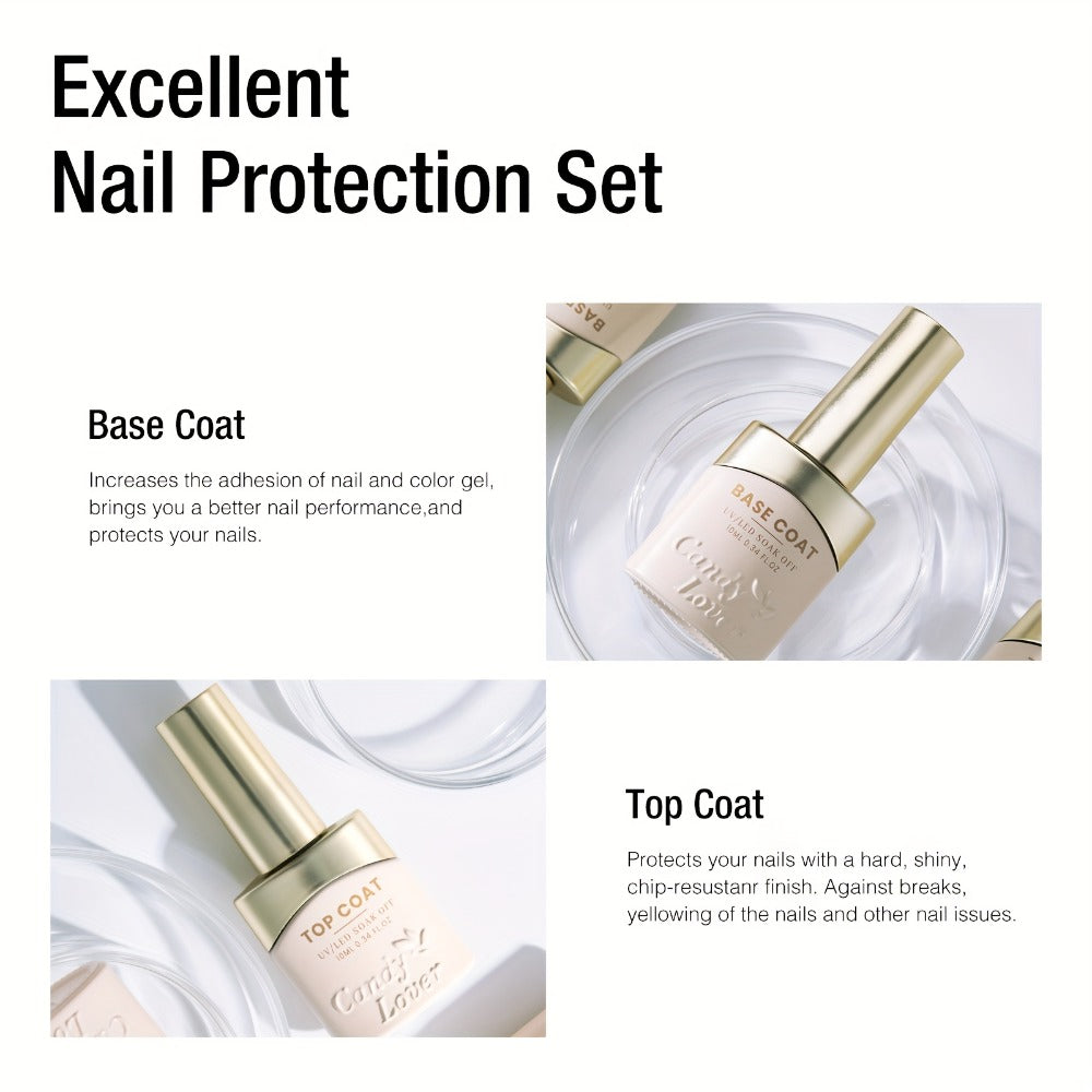 Gel Nail Dehydrator & Primer Kit 4-Piece - Nail Prep Dehydrator, Bonding Primer, Gel Base Coat & Top Coat for Long-Lasting Chip-Free Gel Nails, Home DIY & Salon Use