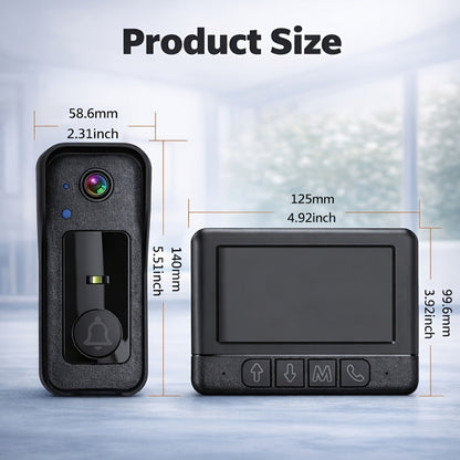 WiFi Video Doorbell with 4.3 Inch Indoor Monitor | Waterproof Night Vision Two-Way Audio Rechargeable Battery | Auto Photo Video Recording Senior Friendly Real-Time Monitoring