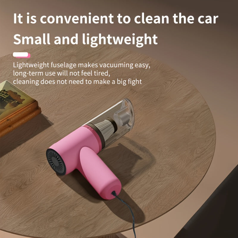 12V Compact Handheld Car Vacuum - Powerful, Wired for Easy Dust & Pet Hair Removal - Includes Accessories Kit - Silent Operation