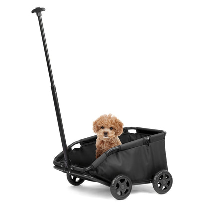 Pet Stroller for Small Dogs & Cats Foldable Mini Dog Wagon with Extendable Pull Handle, Built-In Cushion, Safety Rope & Storage Bag - Lightweight Travel Cart for Small Pets