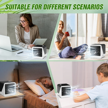 Portable Mini Air Conditioner Fan | Personal Evaporative Cooler with 3-Speed Settings & Timer, Quiet Desktop Cooling Fan for Room, Home, Office & Car Use – USB Powered, Compact Design