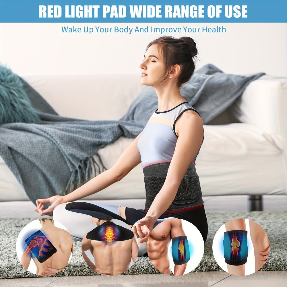 Red Light Therapy Pad Wearable Wrap with Timer – Low Voltage Portable Infrared Light Device for Back, Waist, Shoulder & Knee Pain Relief, At-Home Body Recovery Wrap, Father's Day Gift, Black