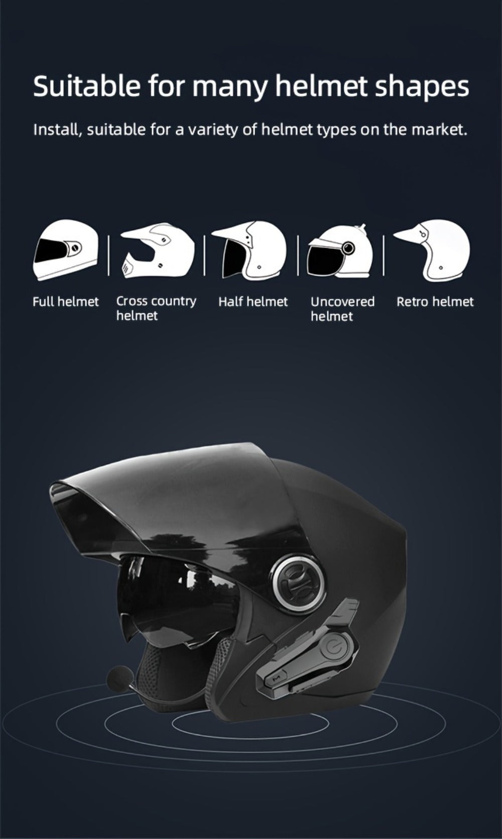 Motorcycle Helmet Bluetooth Intercom Headset – Wireless Real-Time 2-Rider Communication, Compatible with Full Face, 3/4 & Open Face Helmets, Hard Mic & Soft Mic Included, X1 Pro Max