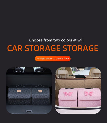 Car Trunk Storage Box Foldable Faux Leather Organizer – High-Capacity 30L/35L Vehicle Cargo Box, Multi-Pocket Space-Saving Trunk Organizer for Women, Daily Use & Road Trips
