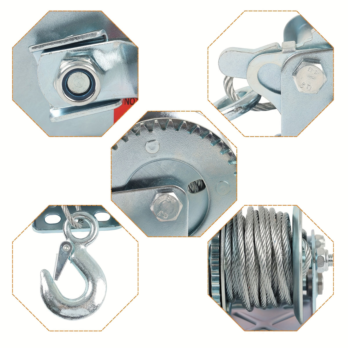 Hand Crank Winch 600-1600 Lbs Double Brake Safety Heavy Duty Steel Cable For Utility Boat Atv Trailers Farm Garage Pulling