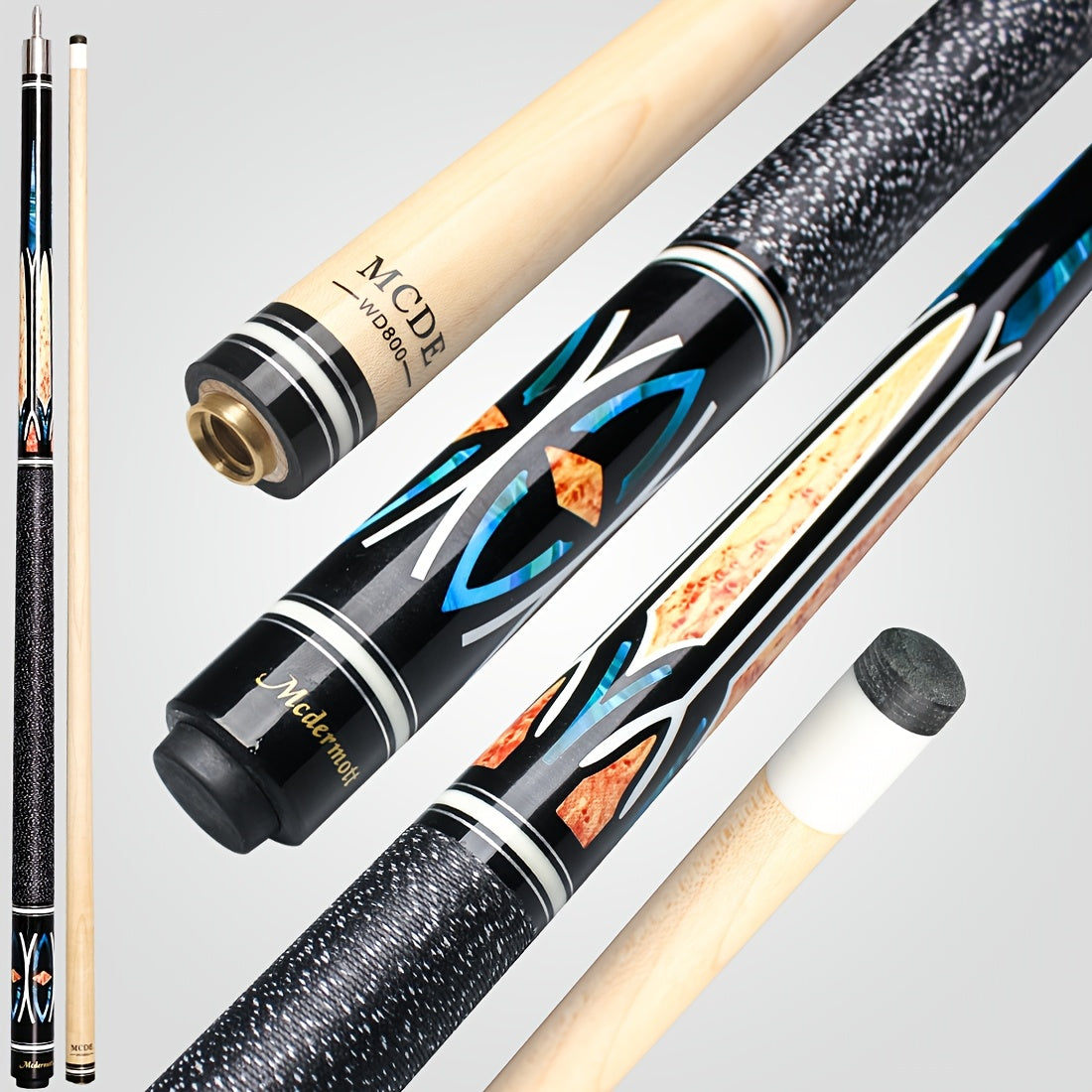 2-Piece Pool Cue 58 Inch – Grade A Canadian Maple, 12.5mm Low Deflection Shaft, Multi-Layer Leather Tip, Irish Linen Wrap – Professional Billiard Stick for Players
