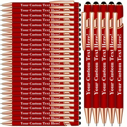Custom Engraved Luxury Pens Bulk Set with Touch Tip & Soft Grip - Personalized with Logo, Name or Text, Elegant Gift Pens for Wedding, Birthday, Christmas, Office, Party Giveaways - 25/30/35/45/50 Pcs