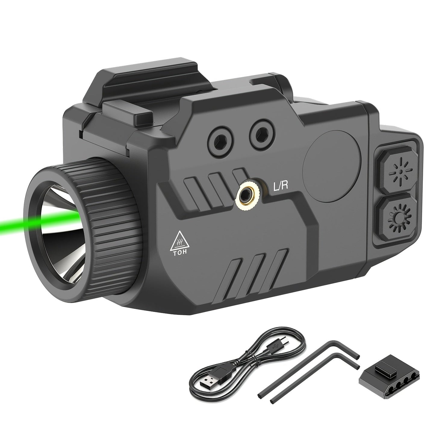 Handgun Light & Laser Combo - 750 Lumen Rechargeable Pistol Flashlight with Red/Green/Blue Laser Sight, Strobe Function, Picatinny Rail Mount for Tactical & Home Defense