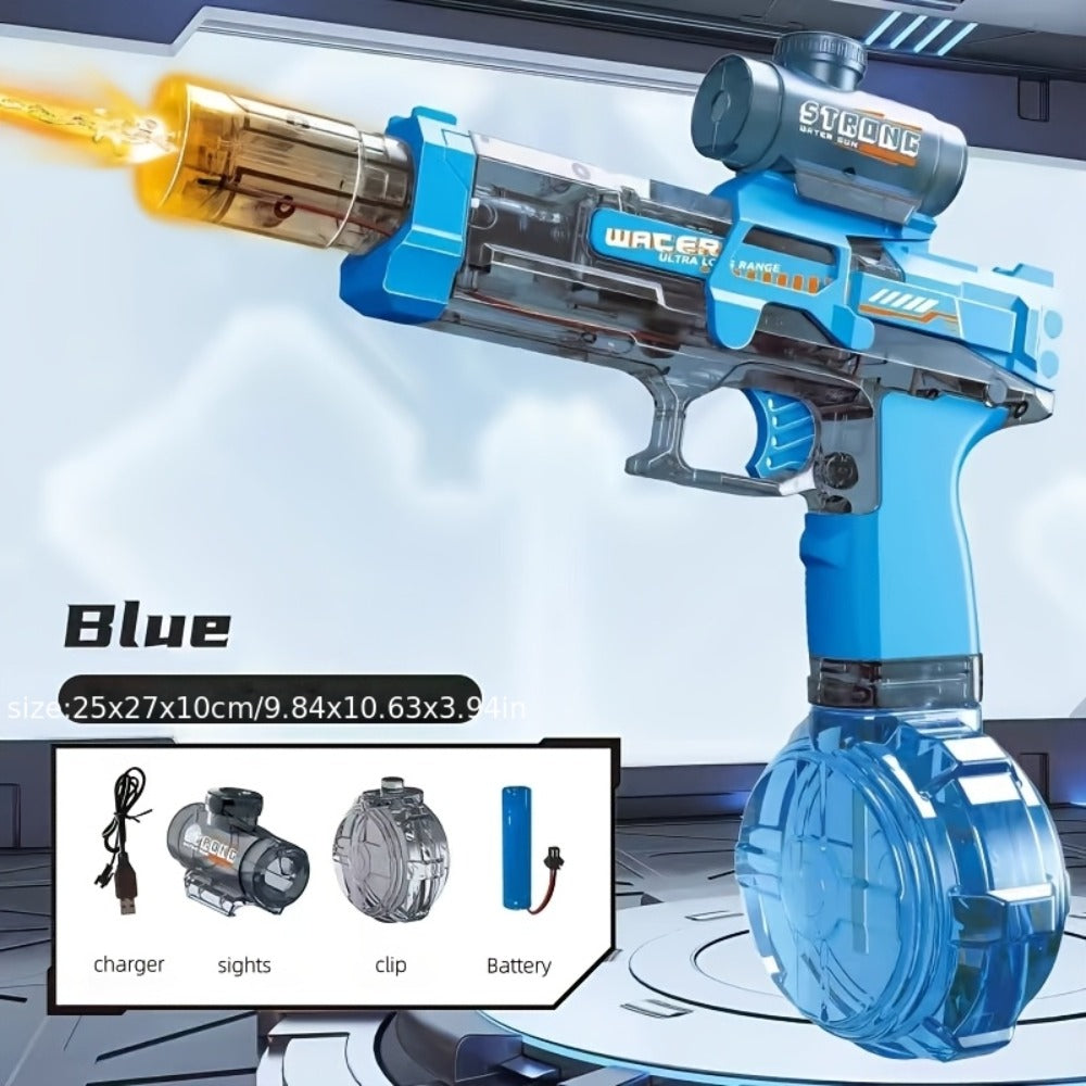 Automatic Electric Water Gun Large Capacity for Kids & Adults – High-Power Squirt Blaster for Pool Beach Lawn Backyard Summer Water Battle, Birthday Party Gift for Boys Girls Ages 6+ (Blue & Red)