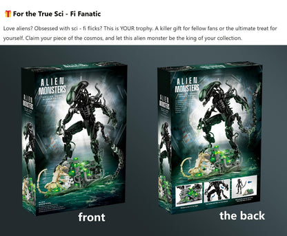 Alien Beast Building Blocks Set 958pcs – Sci-Fi Movie Character Model Kit, Black ABS Bricks, STEM Toy for Kids Teens & Adults, Cool Birthday Christmas Gift Display Collectible