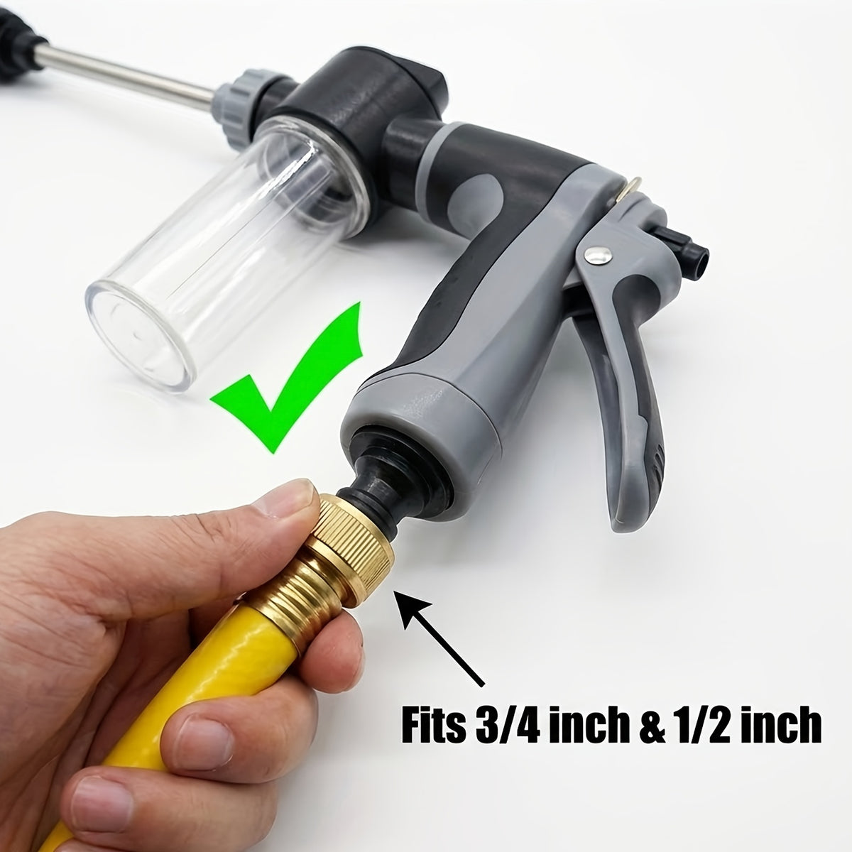 High-Pressure Car Wash Gun with Long Reach Lance Durable Water Hose Nozzle, Adjustable Spray Patterns, Leak-Proof Design for Trucks, SUVs, RVs, Driveways, Decks & Garden Cleaning