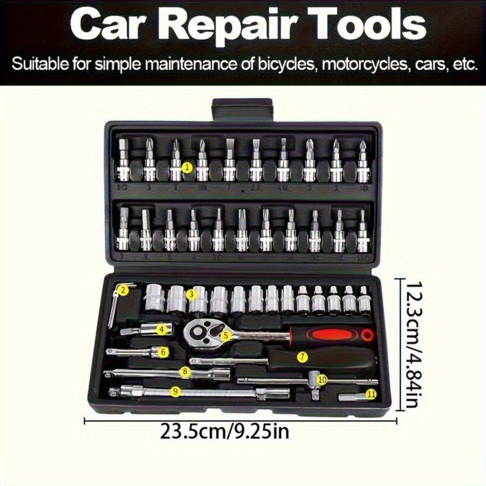 Automotive Socket Repair Tool Kit 45 / 898-Piece – 1/2-Inch & 1/4-Inch Drive Socket Set for Car Repair & Home Projects, Complete Mechanic Tool Kit, Perfect Gift for Men