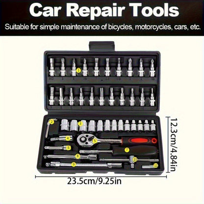 Automotive Socket Repair Tool Kit 45 / 898-Piece – 1/2-Inch & 1/4-Inch Drive Socket Set for Car Repair & Home Projects, Complete Mechanic Tool Kit, Perfect Gift for Men