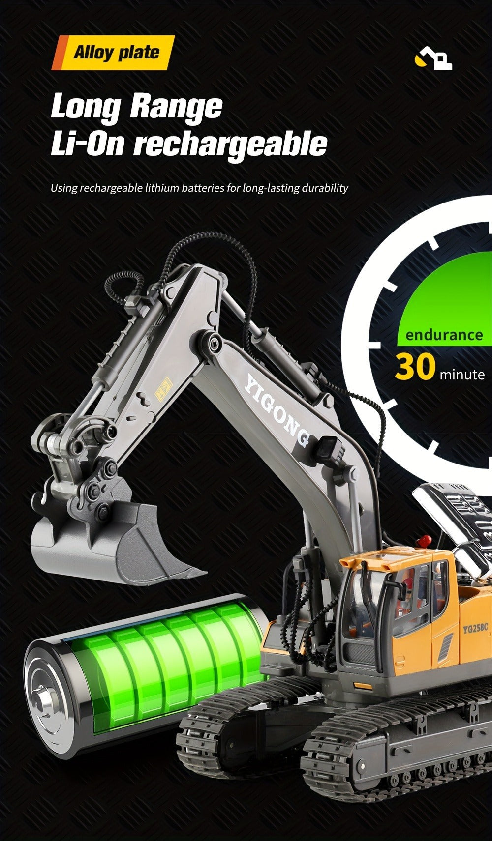 RC Bulldozer 1:24 Scale Alloy with 680° Rotation & Working Arm – 2.4GHz Remote Control Construction Vehicle for Kids, Outdoor Sand & Grass All-Terrain Play, Birthday Christmas Gift for Boys Ages 6+