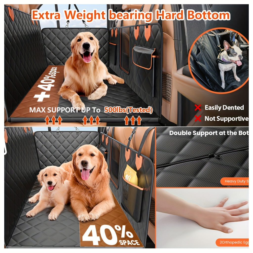 [Customer Favorite] 600 LBS Luxury Dog Car Back Seat Extender, Dog Car Seat Cover, Camping Air Mattress, Hammock Travel Bed, Non Inflatable Car Bed Mattress for Car SUV Truck (Black)suitable for Cars/SUVs/trucks - Easy to Install, Machine Washable