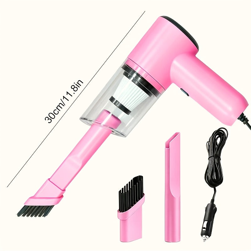 Stylish Pink Car Vacuum Cleaner, Equipped with a 12V Power Supply Output. Easily Cleans Your Beloved Car, Very Suitable for Women, And Makes an Excellent Choice for Your Beloved Vehicle, Without Battery