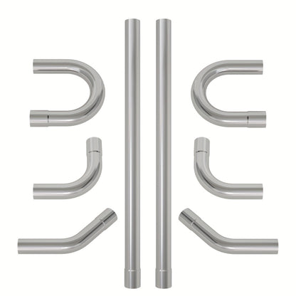 2.5 Inch Exhaust Pipe Kit Mandrel Bend - 8pcs Universal Mild Steel 16 Gauge Tubing with 90° 45° U-Bend & Straight Pipes for Custom Exhaust Fabrication