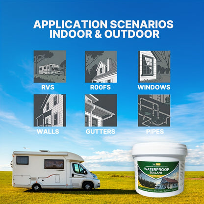 11.02LB Transparent Waterproof Sealant - Fast-Drying Clear Adhesive for Rvs, Boats, Pipes, Tiles, Asphalt Roofs & More - Multi-Surface Leak Repair & Crack Sealing, Emergency Fix for Outdoor Walls, Roofs, Gutter, Window, Roof Sealant, Boat Maintenance
