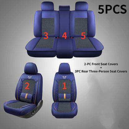 Car Seat Covers Full Set – Faux Leather 5-Seat & 2-Front Options, 3D Diamond Embroidery, Waterproof & Non-Slip for SUVs, Sedans & Trucks