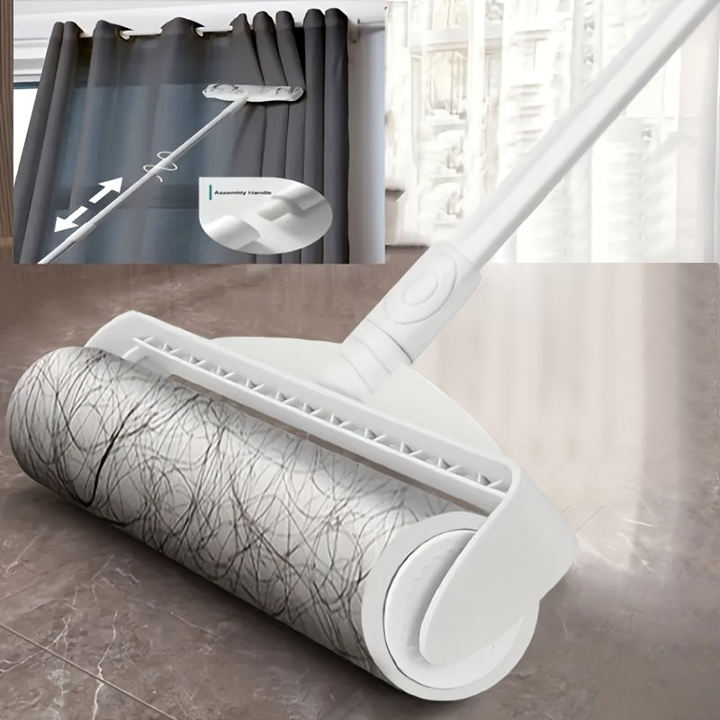 Lint Roller with 49-Inch Extendable Handle for Pet Hair Removal – Reusable Sticky Roller for Sofa, Carpet, Clothes, Floor & Furniture, Tear-Off Design, White